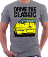 Drive The Classic Chevrolet Corvette C4 Late Model. T-shirt in Heather Grey Colour