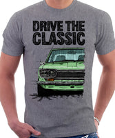 Drive The Classic Datsun 510/1600 Grille Version 2. T-shirt in Heather Grey Colour