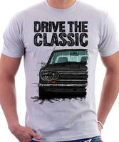 Drive The Classic Datsun 510/1600 Grille Version 2. T-shirt in White Colour