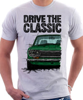 Drive The Classic Datsun 510/1600 Grille Version 2. T-shirt in White Colour