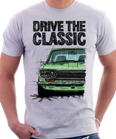 Drive The Classic Datsun 510/1600 Grille Version 2. T-shirt in White Colour