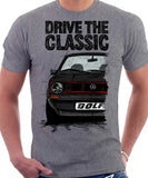 Drive The Classic VW Golf Mk1 GTI Early Model. T-shirt in Heather Grey Colour